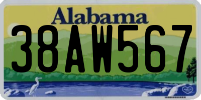 AL license plate 38AW567