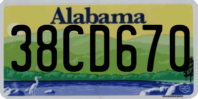 AL license plate 38CD670