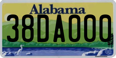 AL license plate 38DA000