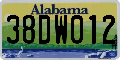 AL license plate 38DW012