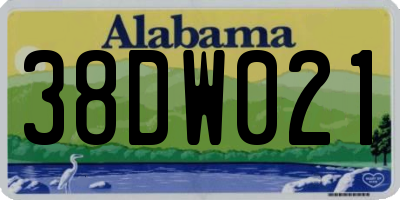 AL license plate 38DW021