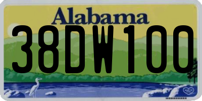 AL license plate 38DW100