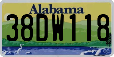 AL license plate 38DW118