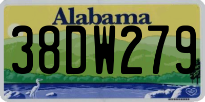 AL license plate 38DW279