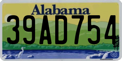 AL license plate 39AD754