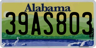 AL license plate 39AS803