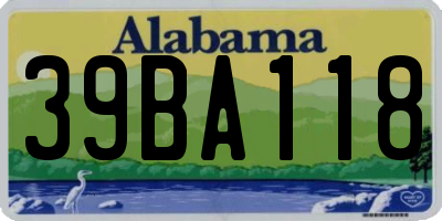 AL license plate 39BA118