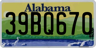 AL license plate 39BQ670