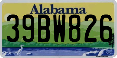 AL license plate 39BW826