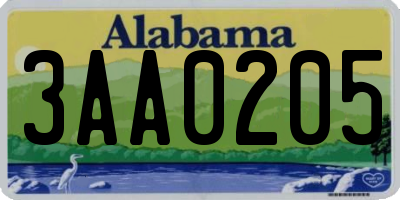 AL license plate 3AA0205