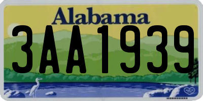 AL license plate 3AA1939