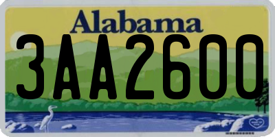 AL license plate 3AA2600