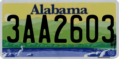 AL license plate 3AA2603
