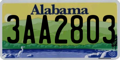 AL license plate 3AA2803
