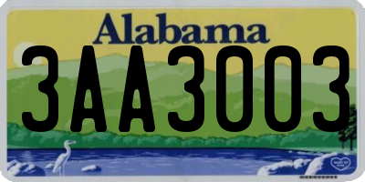 AL license plate 3AA3003