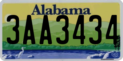 AL license plate 3AA3434