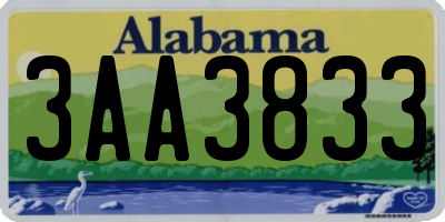 AL license plate 3AA3833