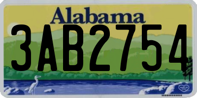 AL license plate 3AB2754