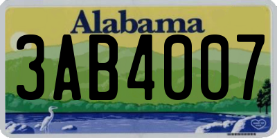 AL license plate 3AB4007