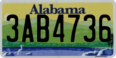 AL license plate 3AB4736
