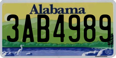 AL license plate 3AB4989
