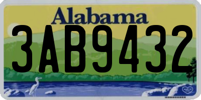 AL license plate 3AB9432