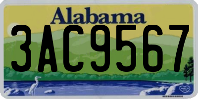 AL license plate 3AC9567