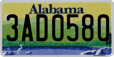 AL license plate 3AD0580