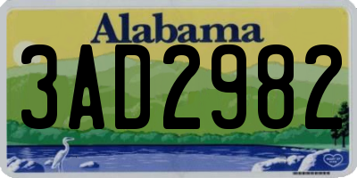 AL license plate 3AD2982