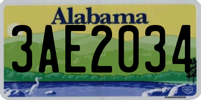 AL license plate 3AE2034