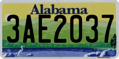 AL license plate 3AE2037