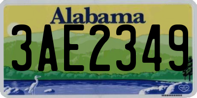 AL license plate 3AE2349