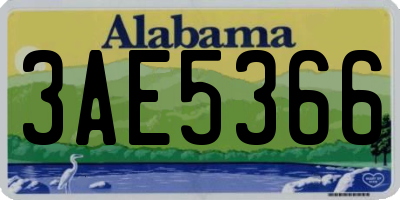 AL license plate 3AE5366