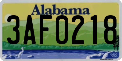 AL license plate 3AF0218