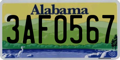AL license plate 3AF0567