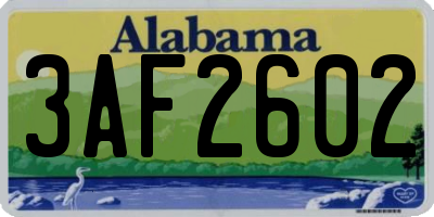 AL license plate 3AF2602