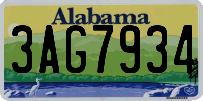 AL license plate 3AG7934