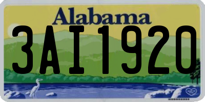 AL license plate 3AI1920