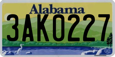AL license plate 3AK0227