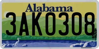 AL license plate 3AK0308