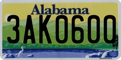 AL license plate 3AK0600