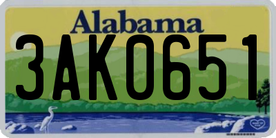 AL license plate 3AK0651