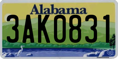 AL license plate 3AK0831