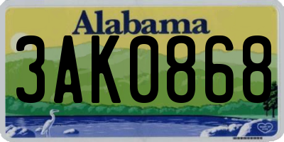 AL license plate 3AK0868