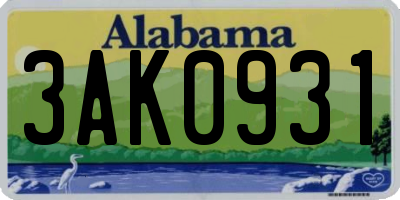 AL license plate 3AK0931