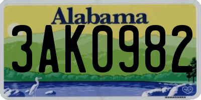 AL license plate 3AK0982