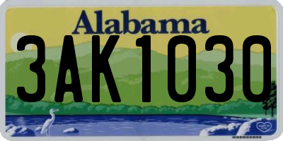 AL license plate 3AK1030