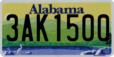 AL license plate 3AK1500
