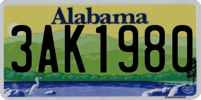AL license plate 3AK1980