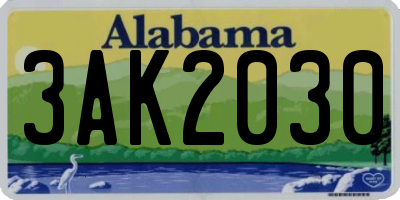 AL license plate 3AK2030